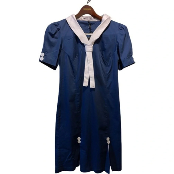 Unique Vintage x Hell Bunny Plus Size Navy Blue Sailor Jackie Pencil Dress - Picture 10 of 14